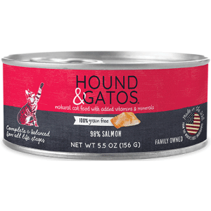 Hound & Gatos 98% Salmon Canned Cat Food 5.5oz - 24 Case Hound & Gatos, Salmon, Canned, Cat Food, cat, hound, gatos, hound and gatos